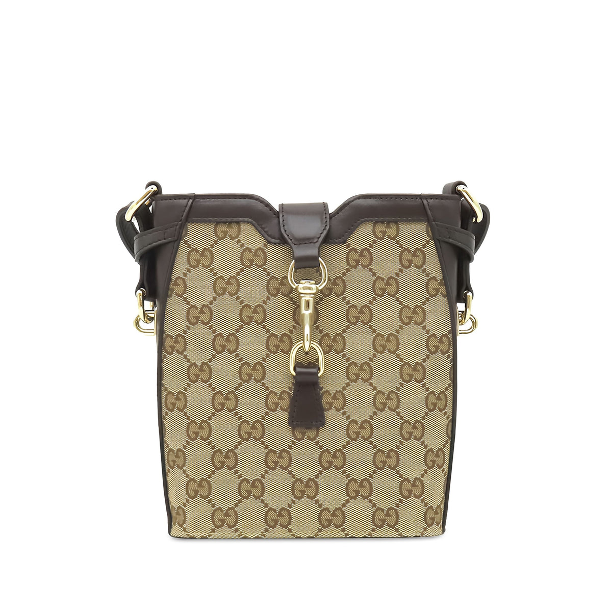 Gucci Mini GG Canvas Web Bucket Bag — Beige