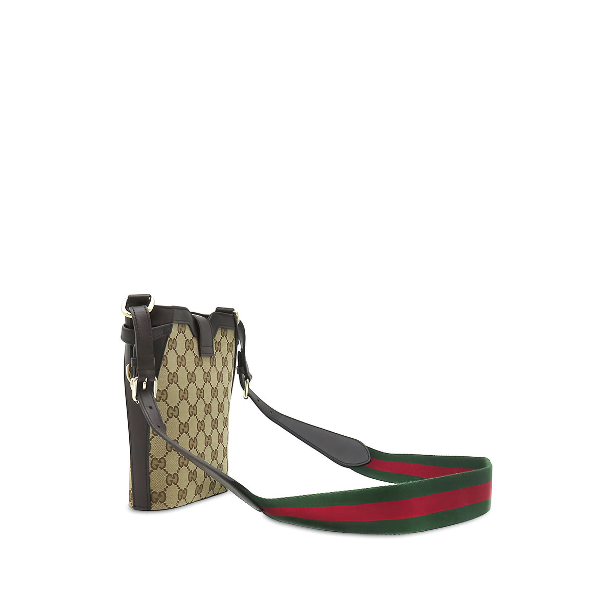 Gucci Mini GG Canvas Web Bucket Bag — Beige