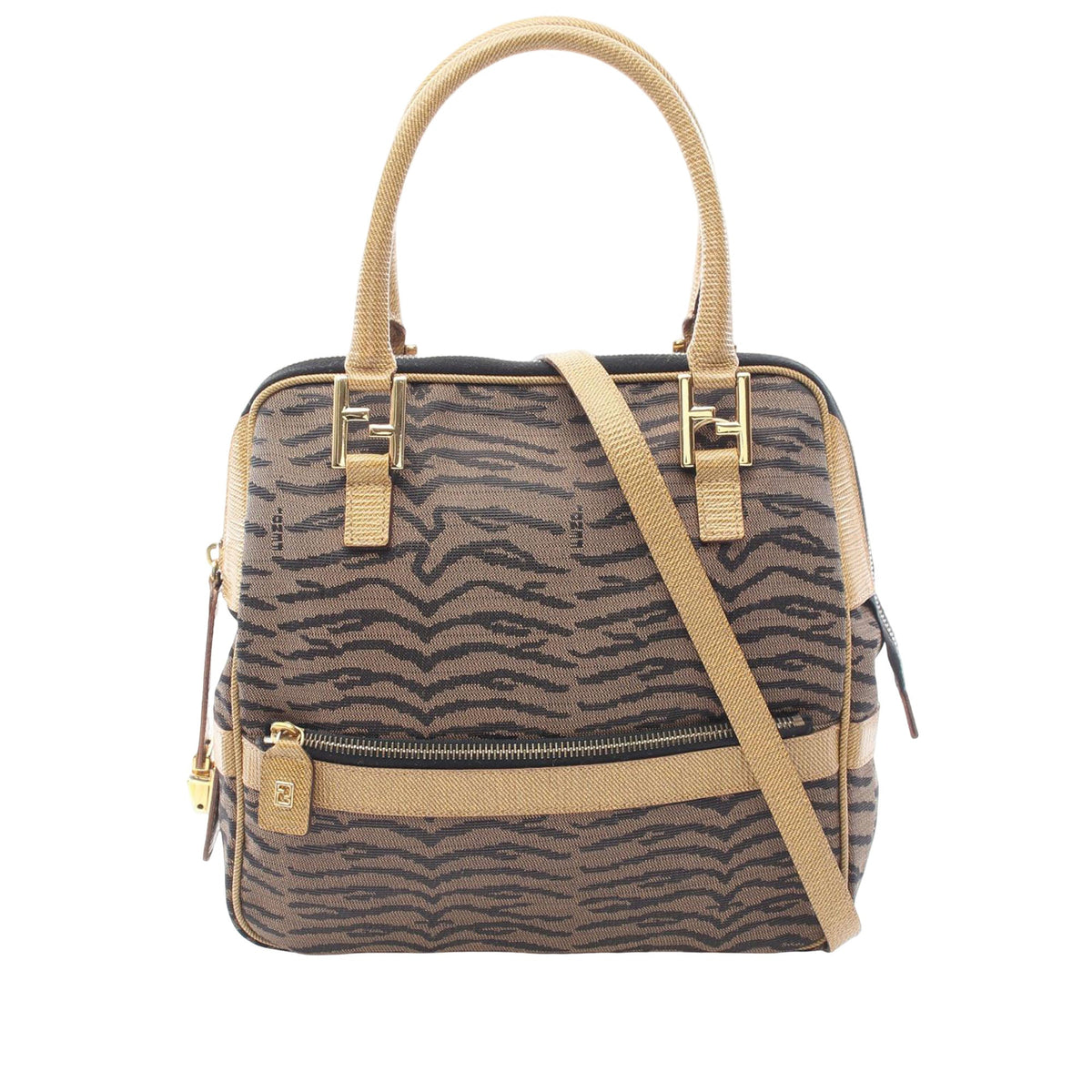 Fendi Zebra Print Canvas Satchel