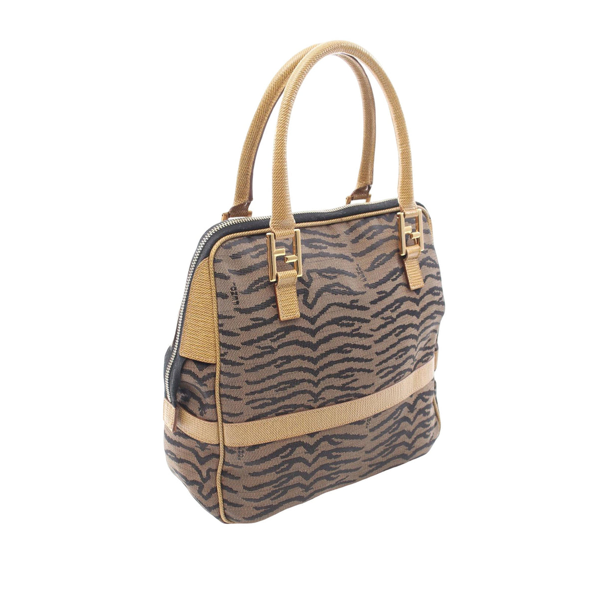 Fendi Zebra Print Canvas Satchel