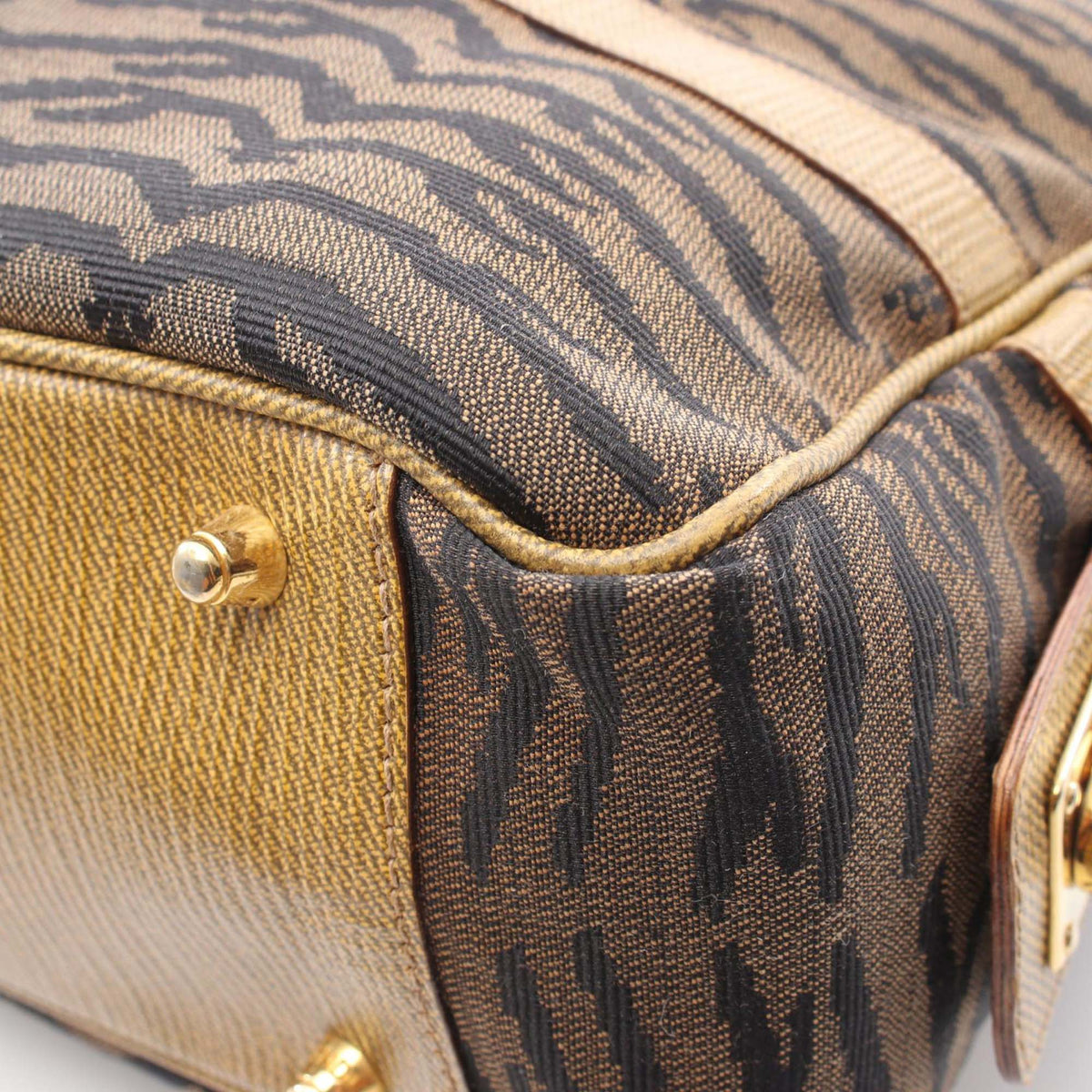 Fendi Zebra Print Canvas Satchel