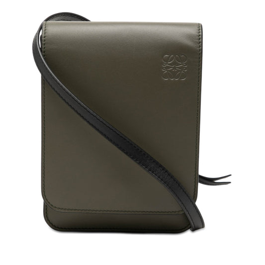 LOEWE Bicolor Leather Anagram Gusset Flat Crossbody