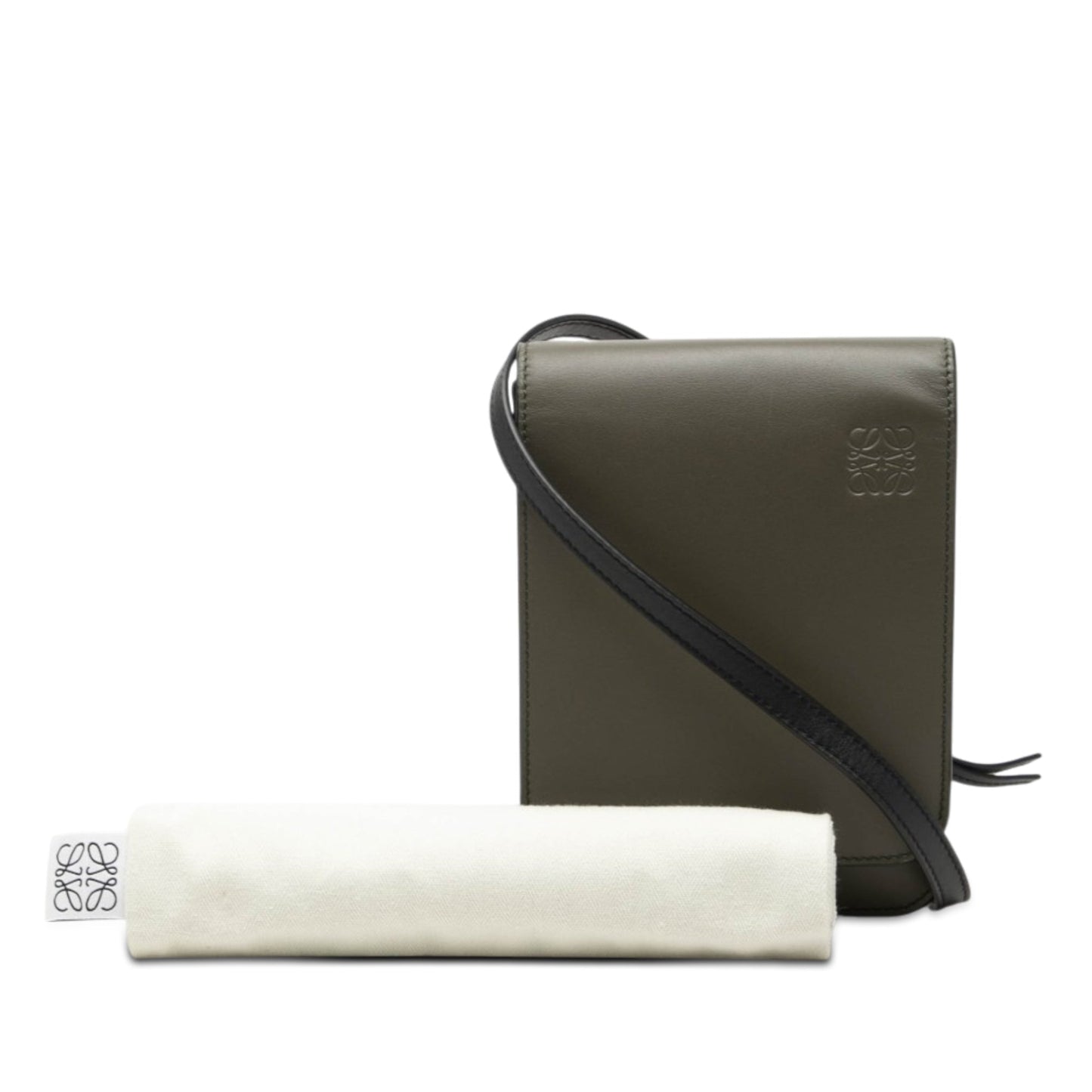 LOEWE Bicolor Leather Anagram Gusset Flat Crossbody