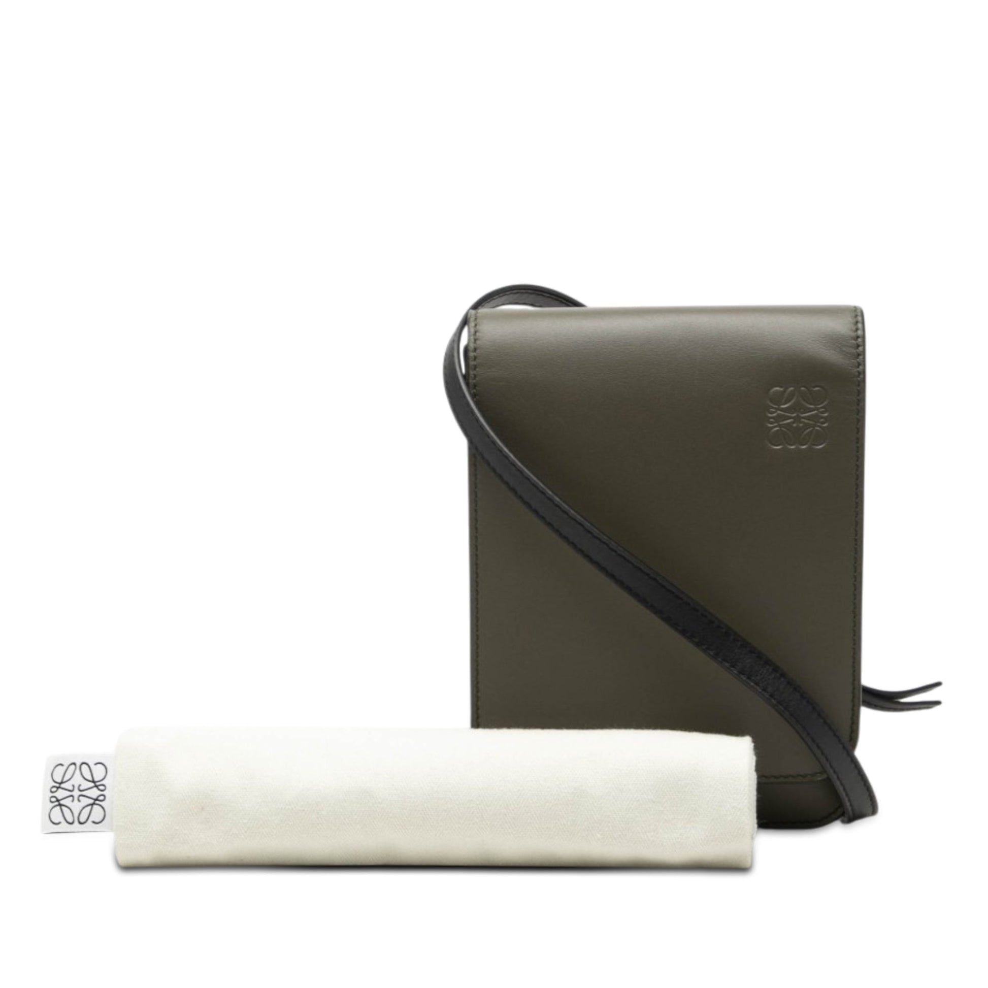 LOEWE Bicolor Leather Anagram Gusset Flat Crossbody