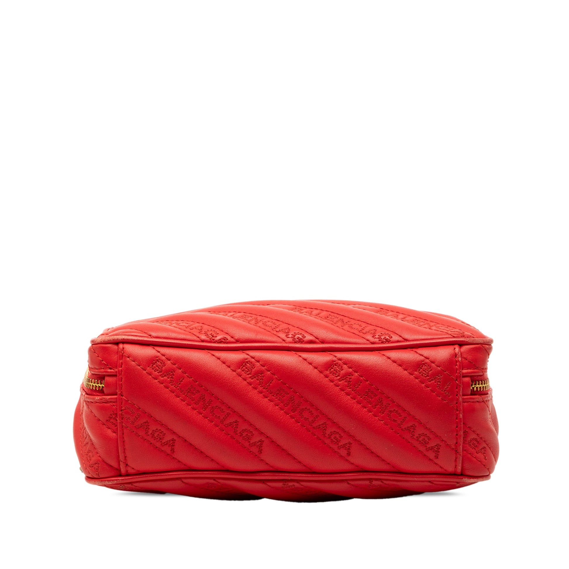 Balenciaga Calfskin Allover Logo Blanket Reporter XS Crossbody