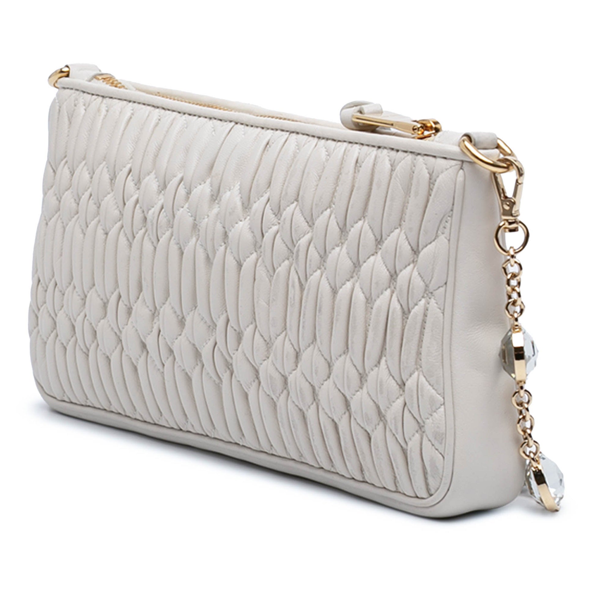Miu Miu Matelasse Nappa Crystal Chain Satchel