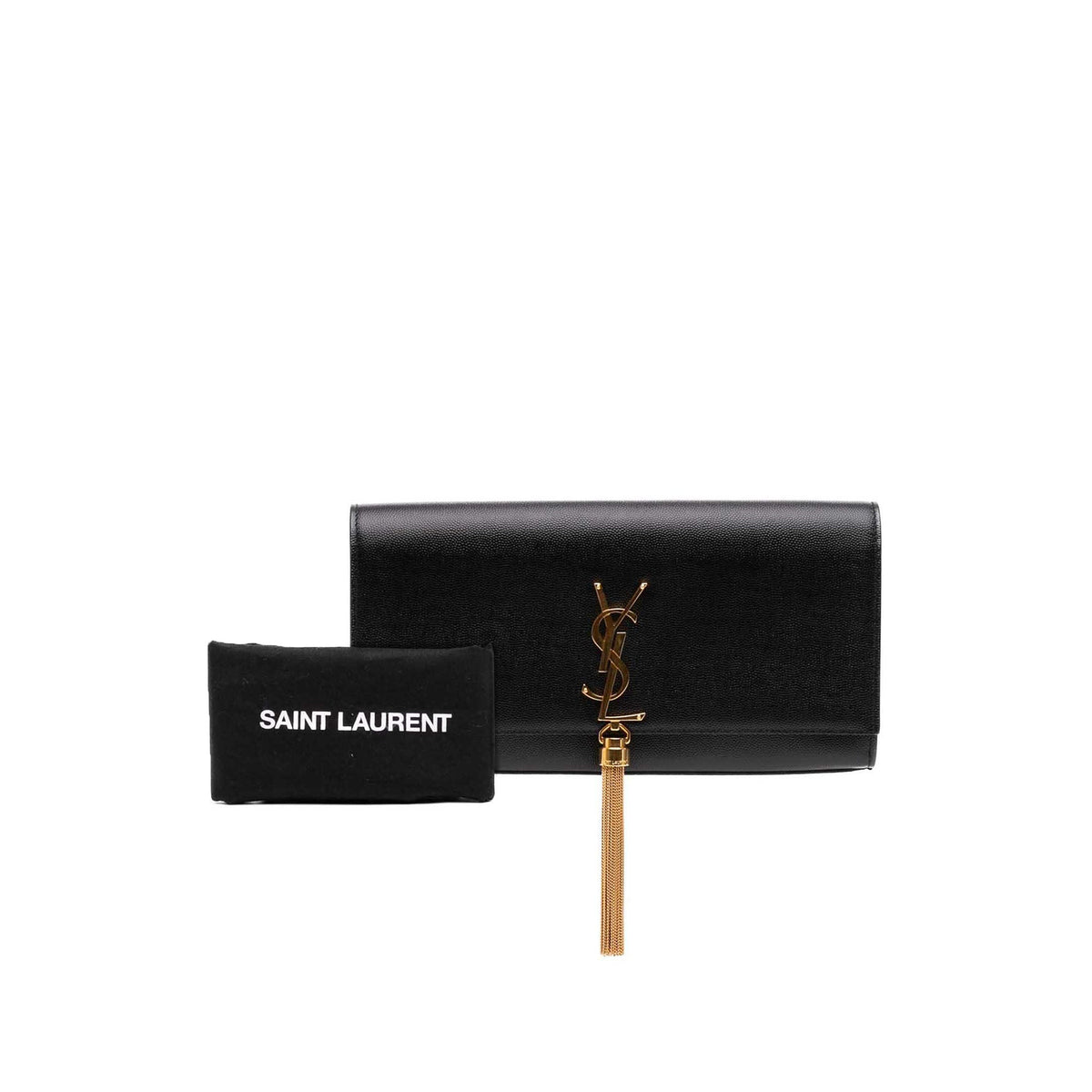 Saint Laurent Grain de Poudre Monogram Kate Tassel Clutch