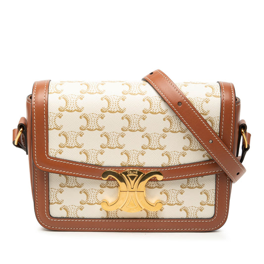 Celine Teen Triomphe Coated Canvas and Calfskin Triomphe Crossbody