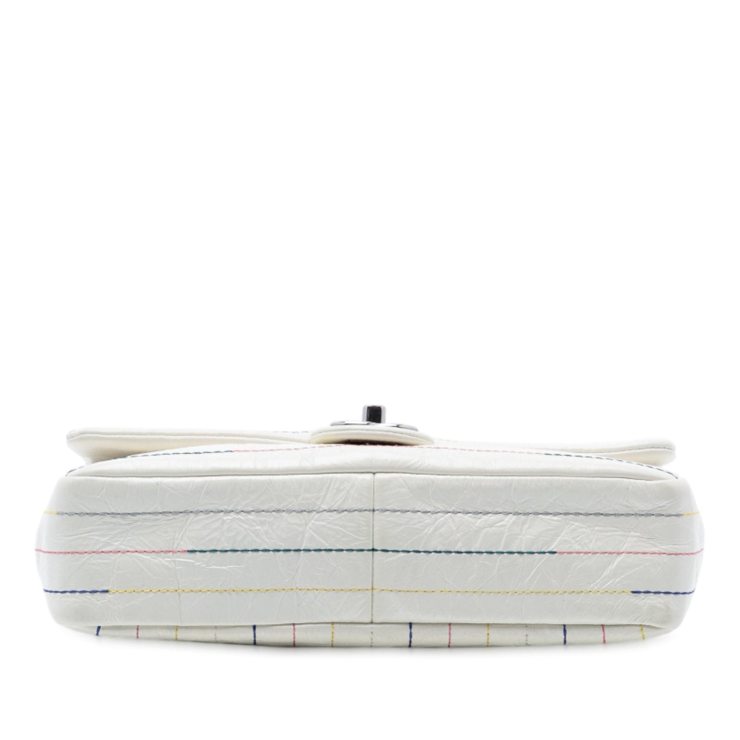 Chanel Distressed Calfskin Straight Line Stitch Flap