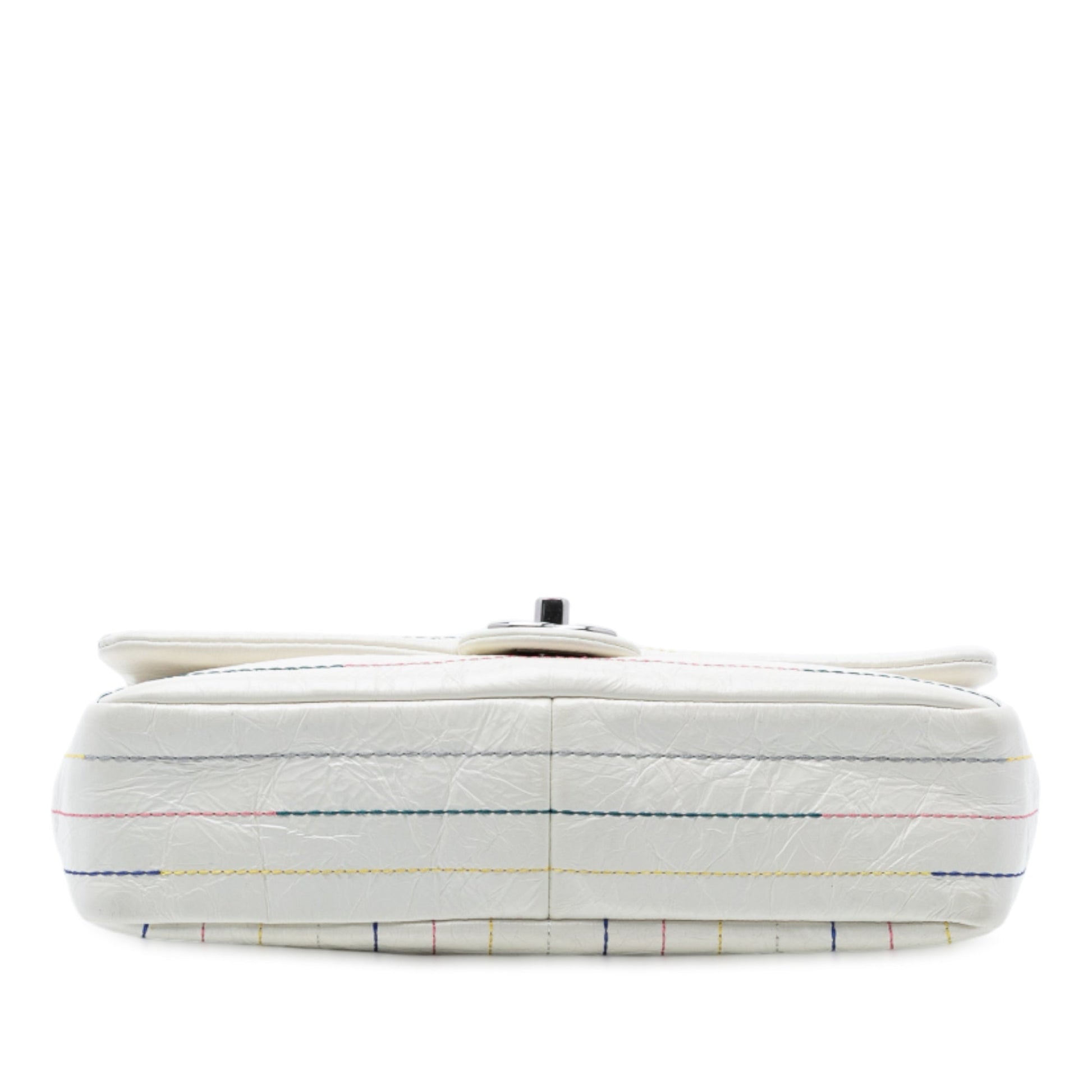Chanel Distressed Calfskin Straight Line Stitch Flap