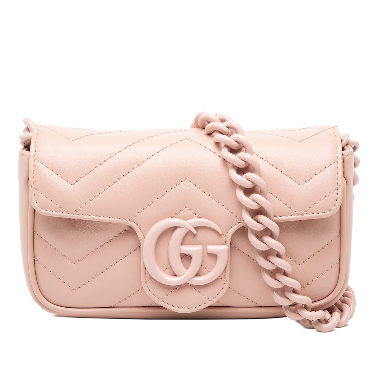 Gucci GG Marmont Matelasse Leather Monochrome Chain Belt Bag