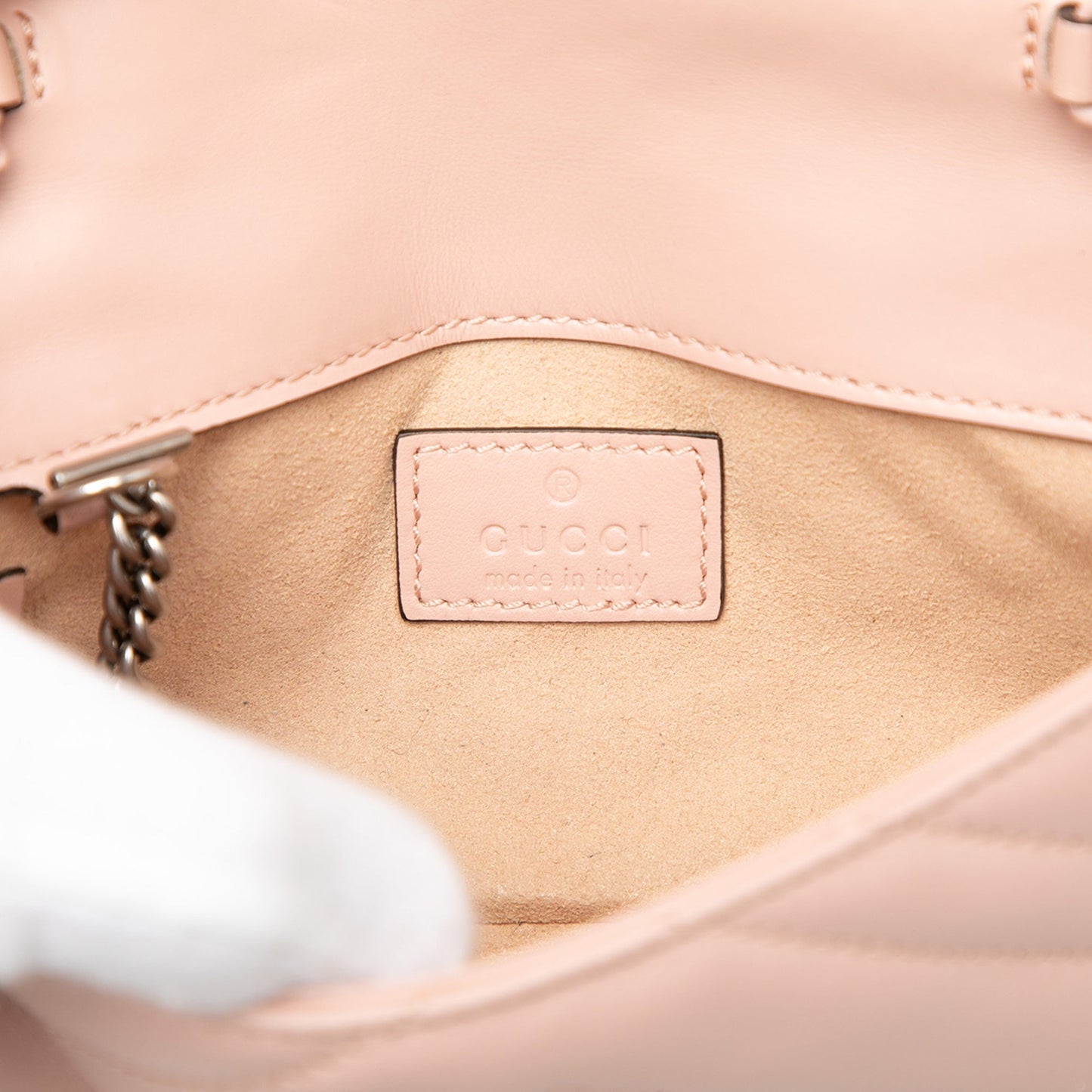 Gucci GG Marmont Matelasse Leather Monochrome Chain Belt Bag