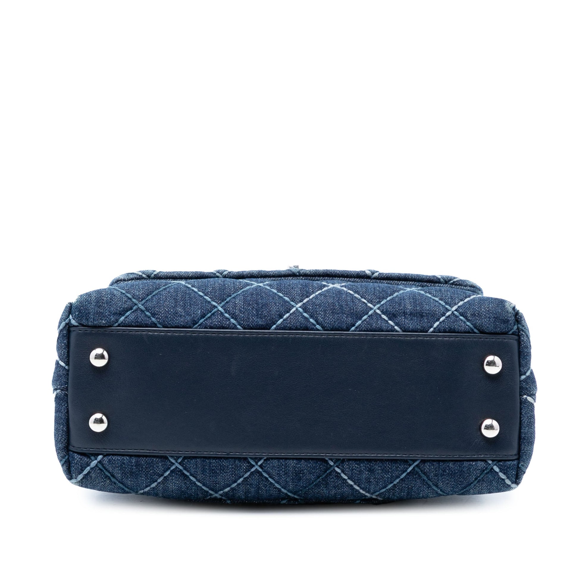 Small Quilted Denim Coco Top Handle Bag