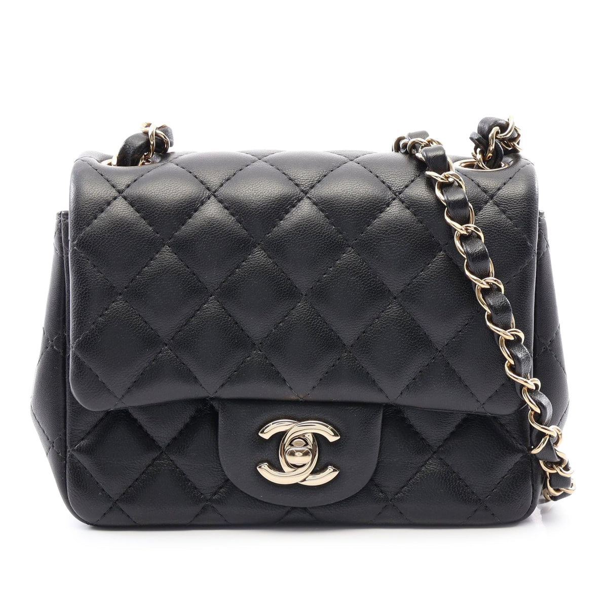 Chanel Mini Square Classic Lambskin Single Flap — Black