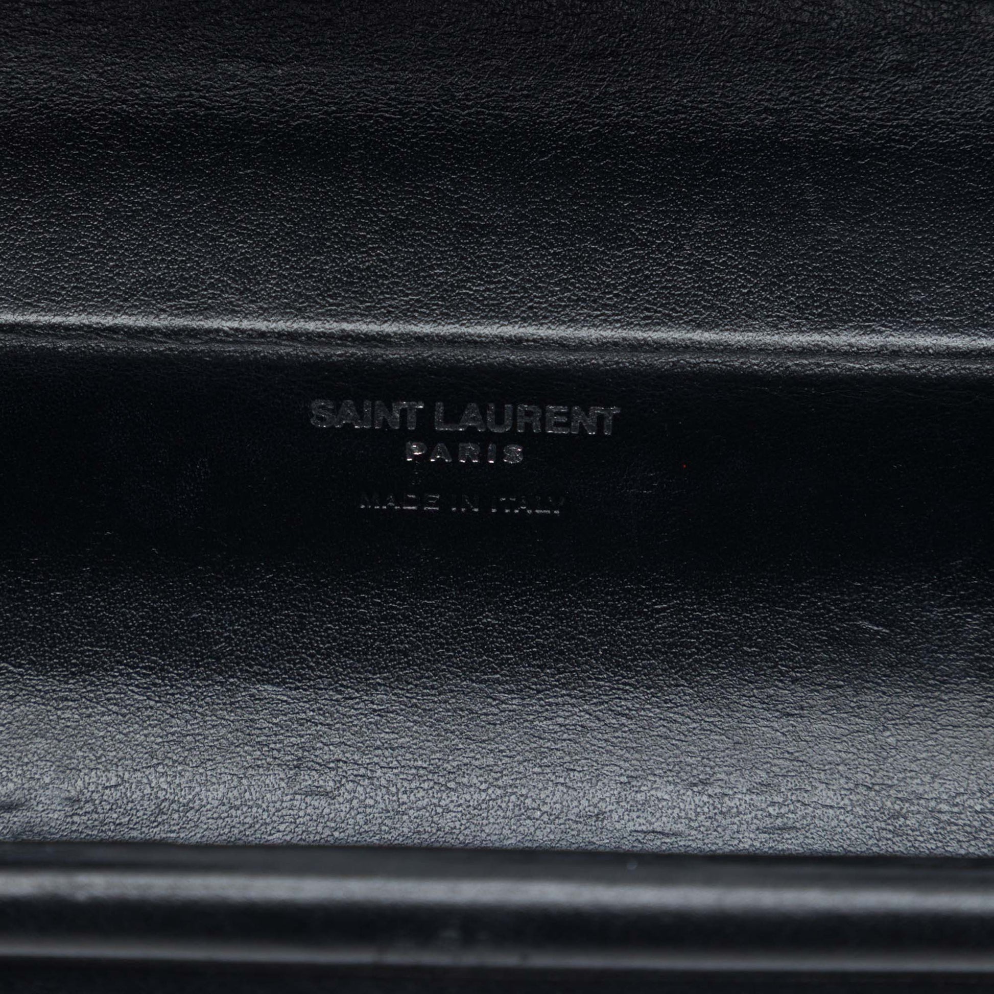 Saint Laurent Ribbed Acrylic Lambskin Fringe Monogram Monochrome Opium Box Bag