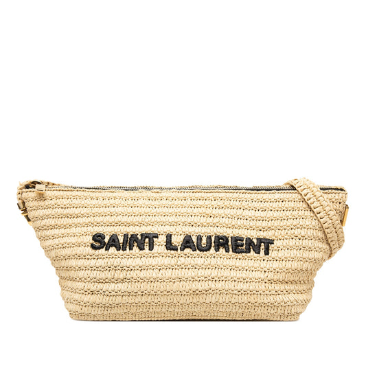 Woven Raffia Le Tuc Logo Shoulder Bag