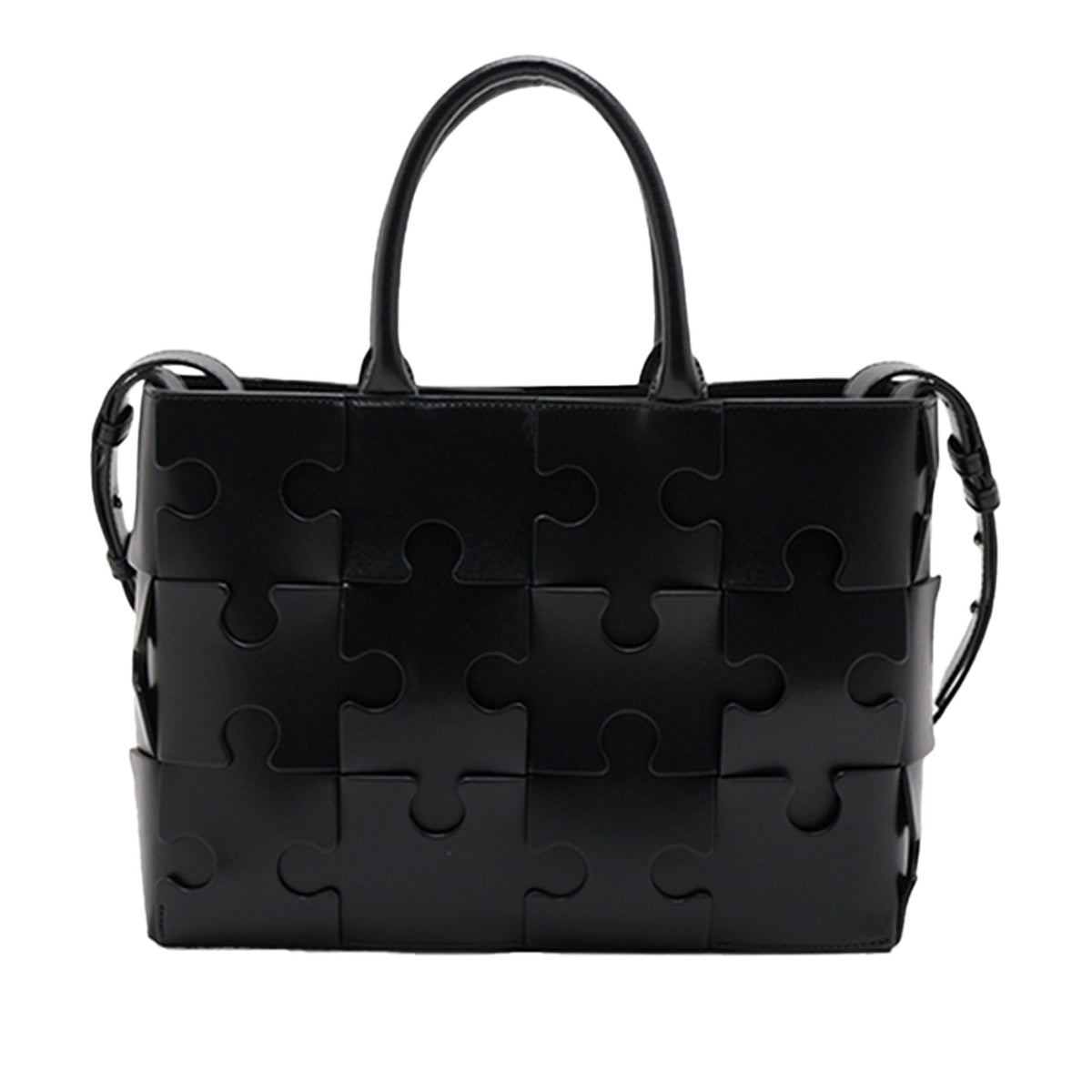 Bottega Veneta Leather Puzzle Arco Tote — Black