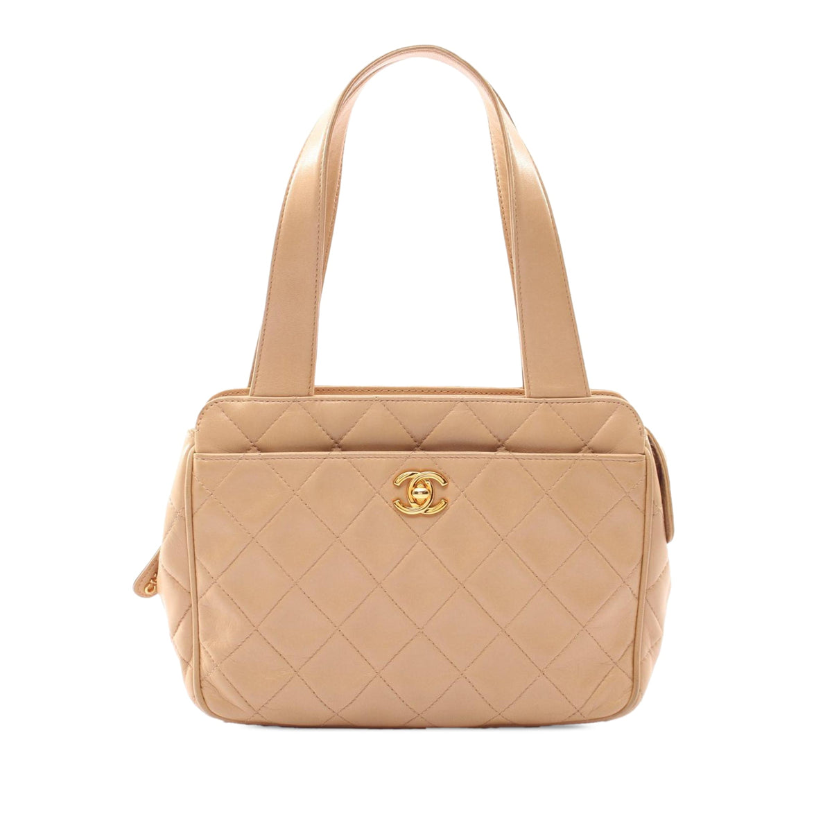 Chanel CC Quilted Lambskin Handbag — Beige