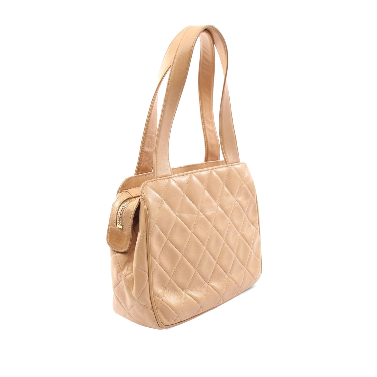 Chanel CC Quilted Lambskin Handbag — Beige