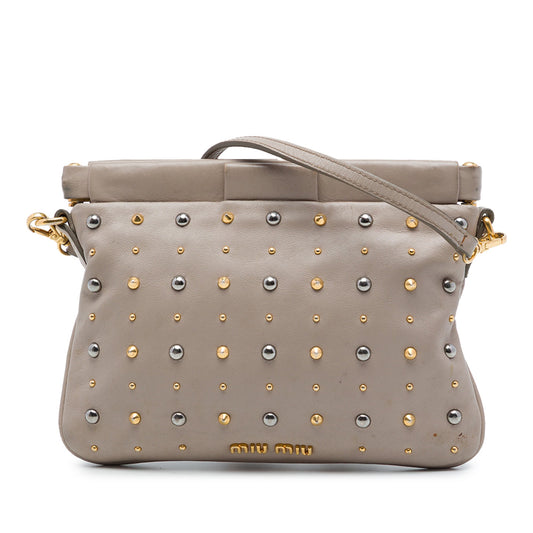 Miu Miu Studded Nappa Frame Clutch with Strap