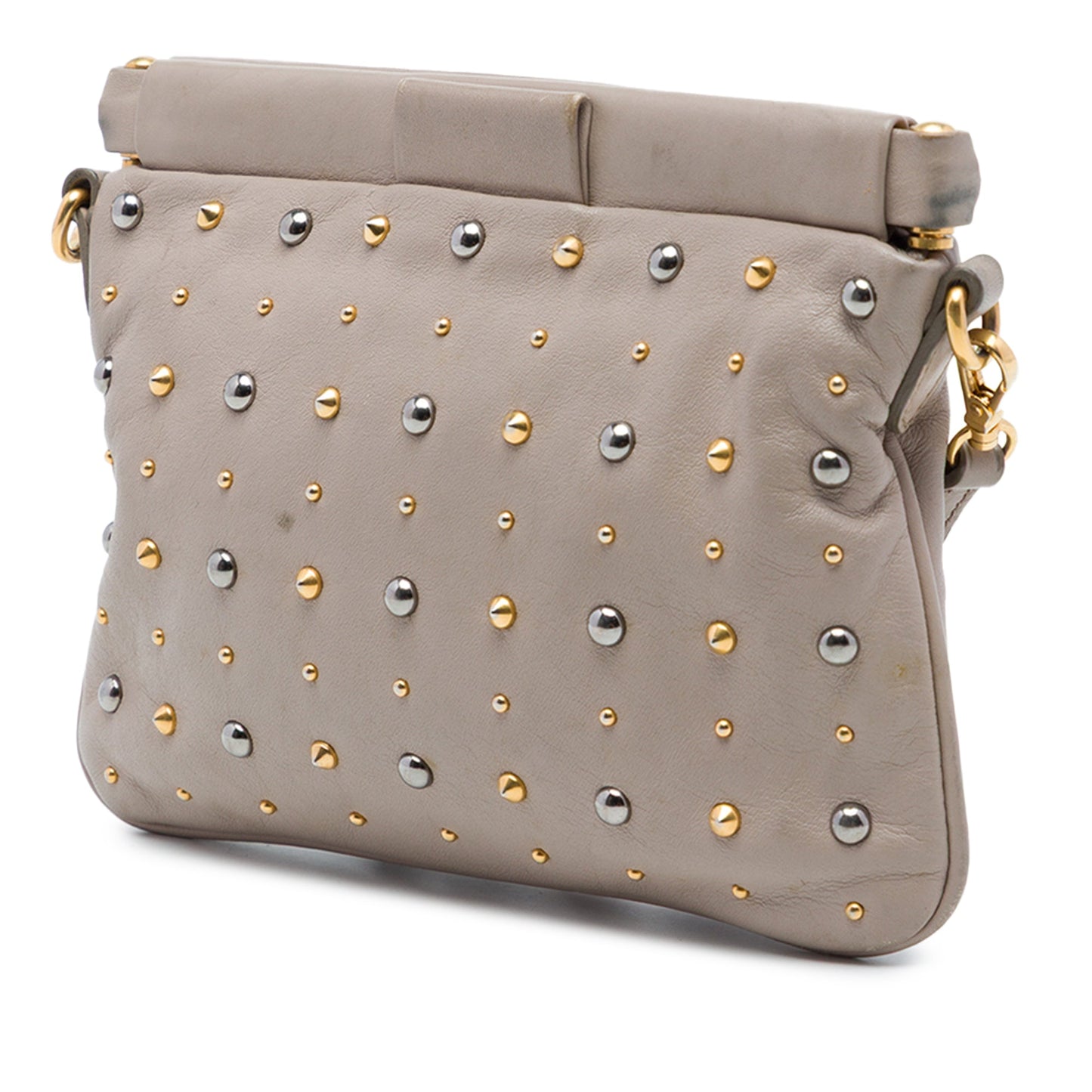 Miu Miu Studded Nappa Frame Clutch with Strap