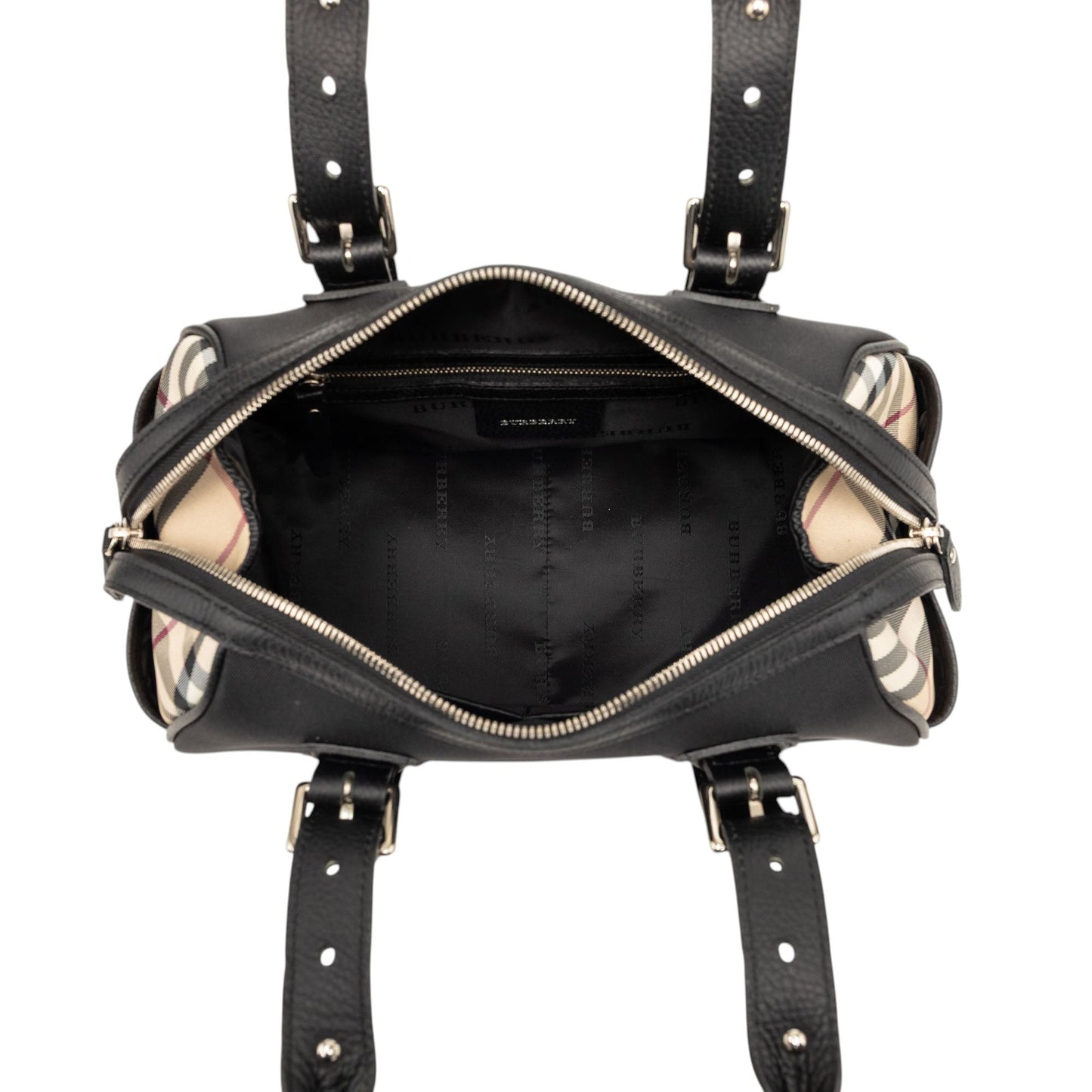 Burberry Nova Check Trimmed Nylon Handbag
