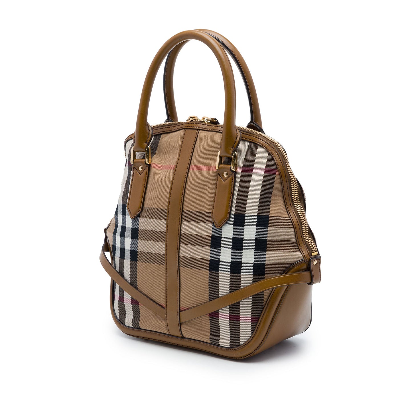 Burberry Medium House Check Canvas Bridle Owl Orchard Handbag