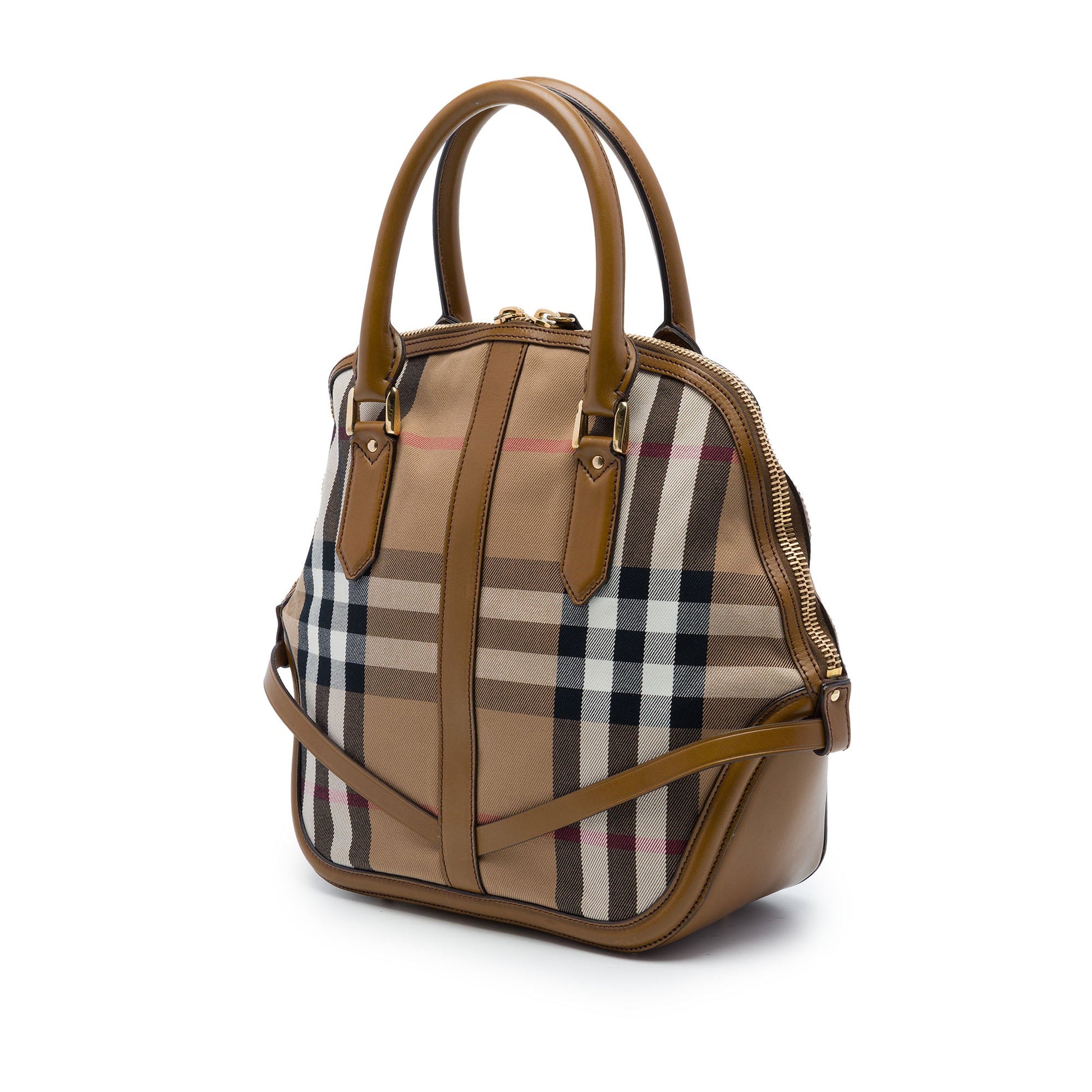 Burberry Medium House Check Canvas Bridle Owl Orchard Handbag
