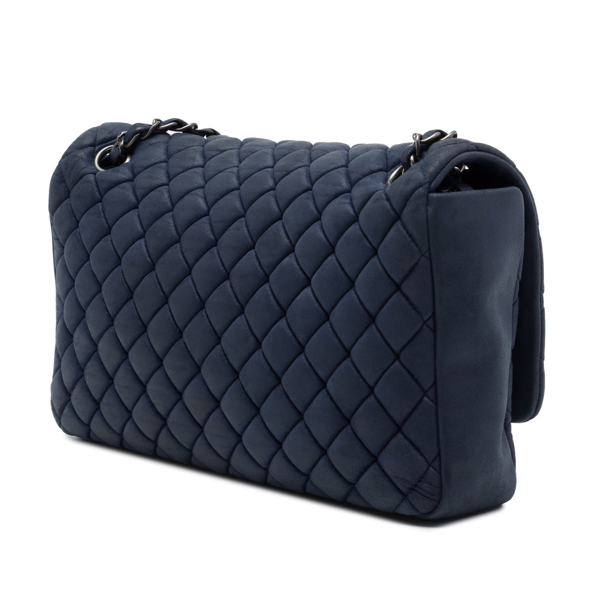 Chanel Large Quilted Iridescent Calfskin New Bubble Flap — Blue