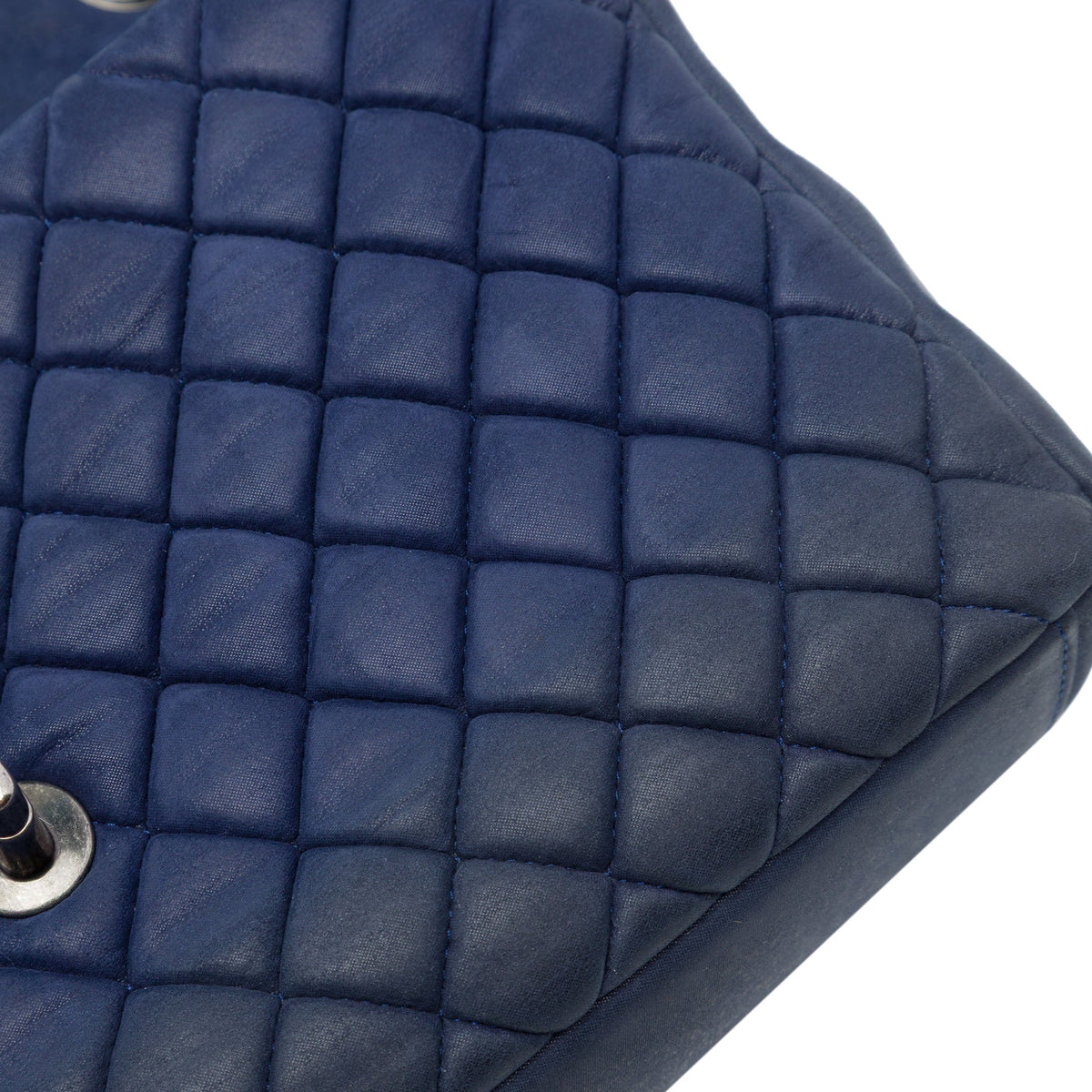 Chanel Large Quilted Iridescent Calfskin New Bubble Flap — Blue