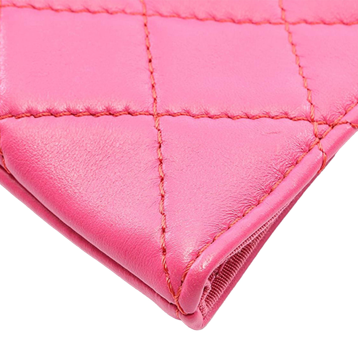 Chanel Quilted Lambskin Foldover Clutch — Pink
