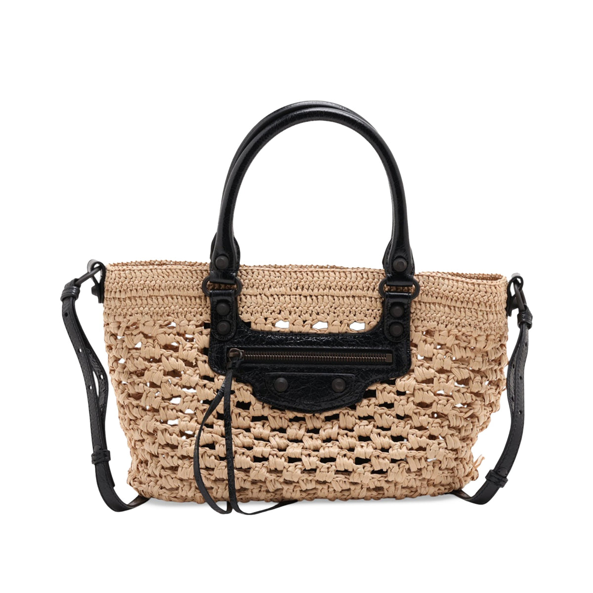 Balenciaga Raffia Le City Satchel — Beige