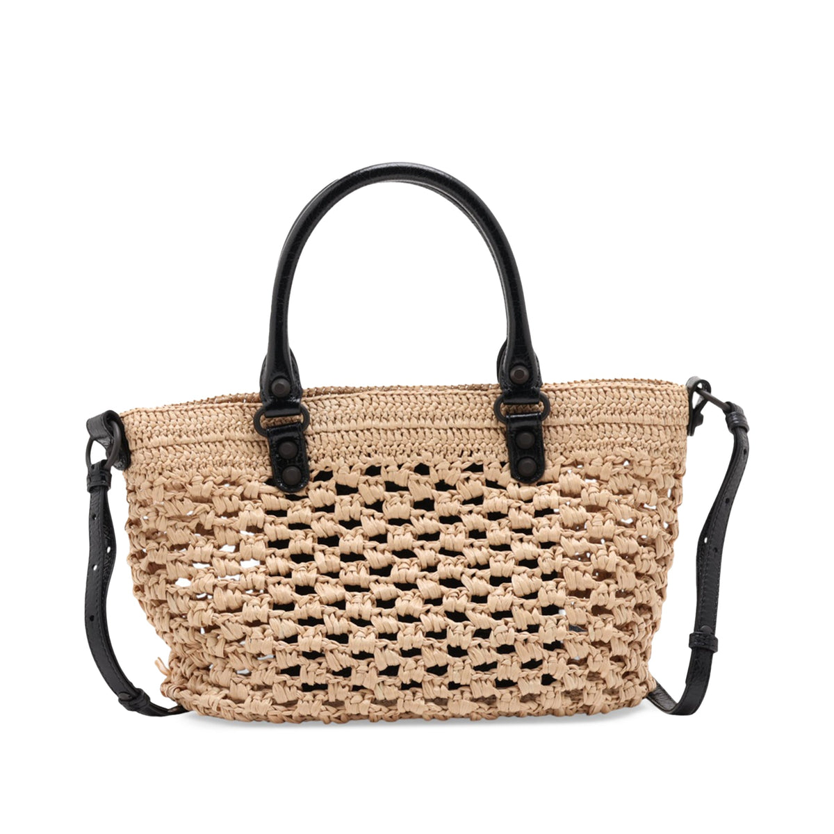 Balenciaga Raffia Le City Satchel — Beige