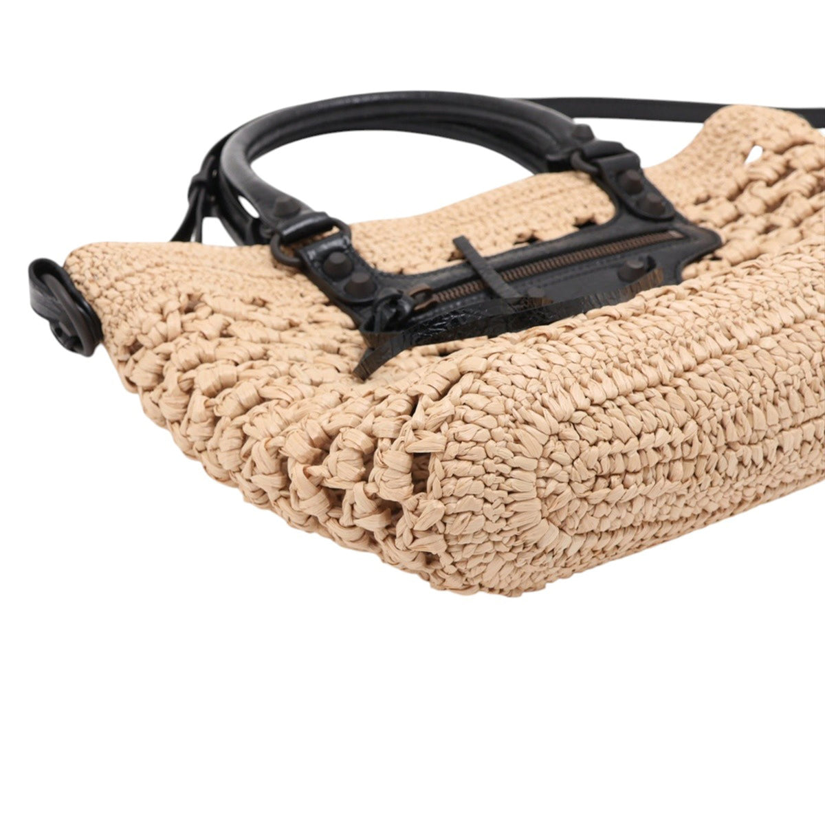 Balenciaga Raffia Le City Satchel — Beige