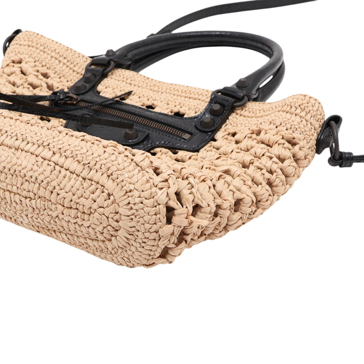 Balenciaga Raffia Le City Satchel — Beige
