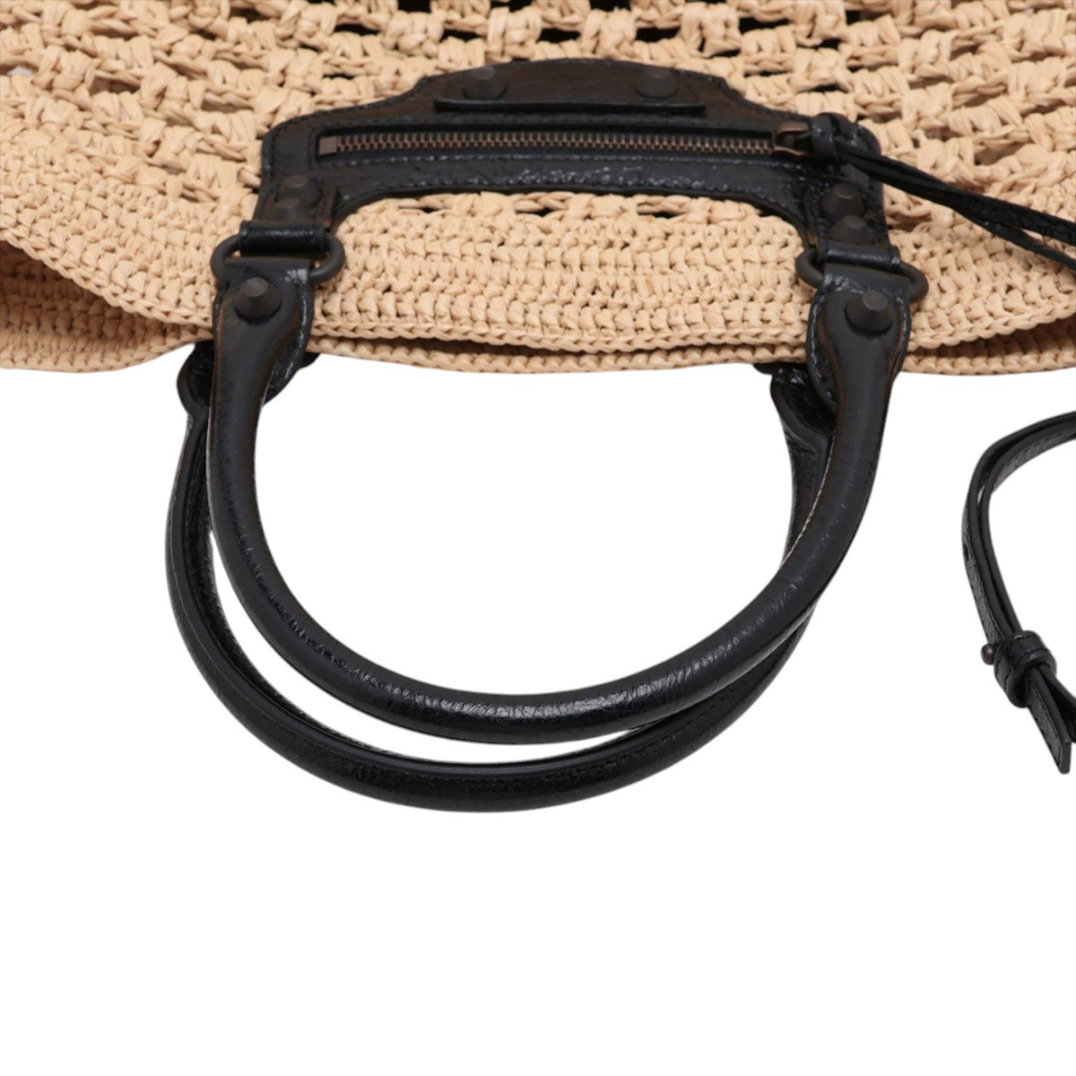 Balenciaga Raffia Le City Satchel — Beige