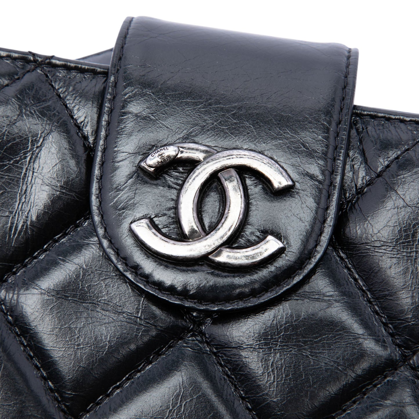 Chanel Quilted Glazed Calfskin Coco Pleats Chain Clutch