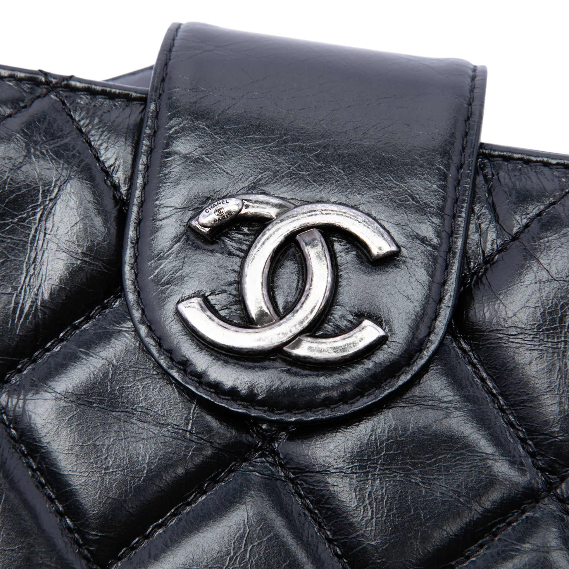 Chanel Quilted Glazed Calfskin Coco Pleats Chain Clutch