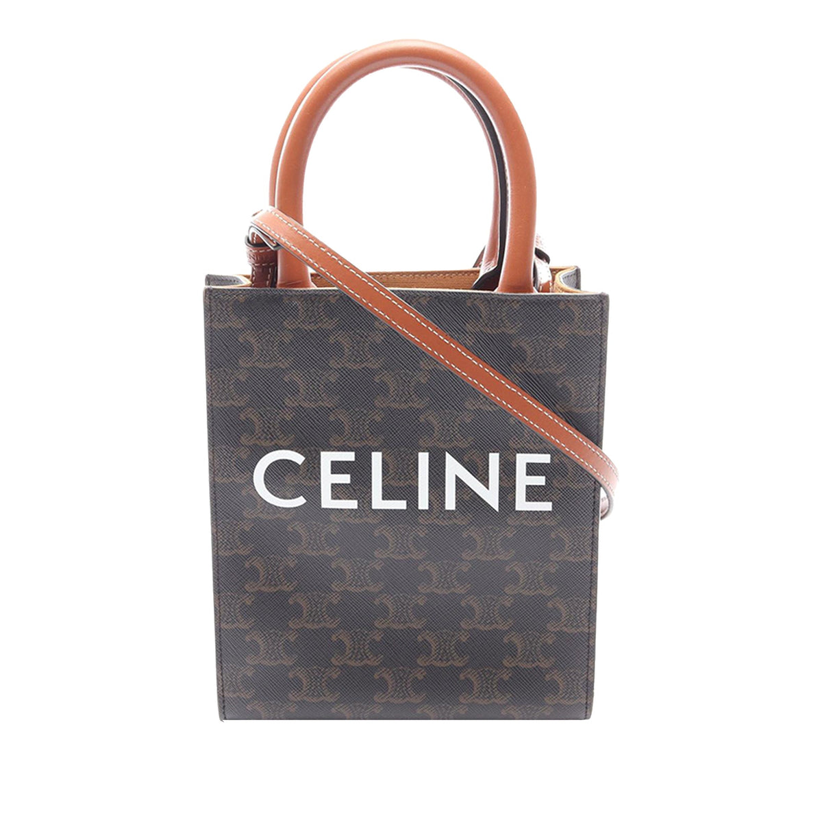 Celine Mini Triomphe Coated Canvas Vertical Cabas Satchel