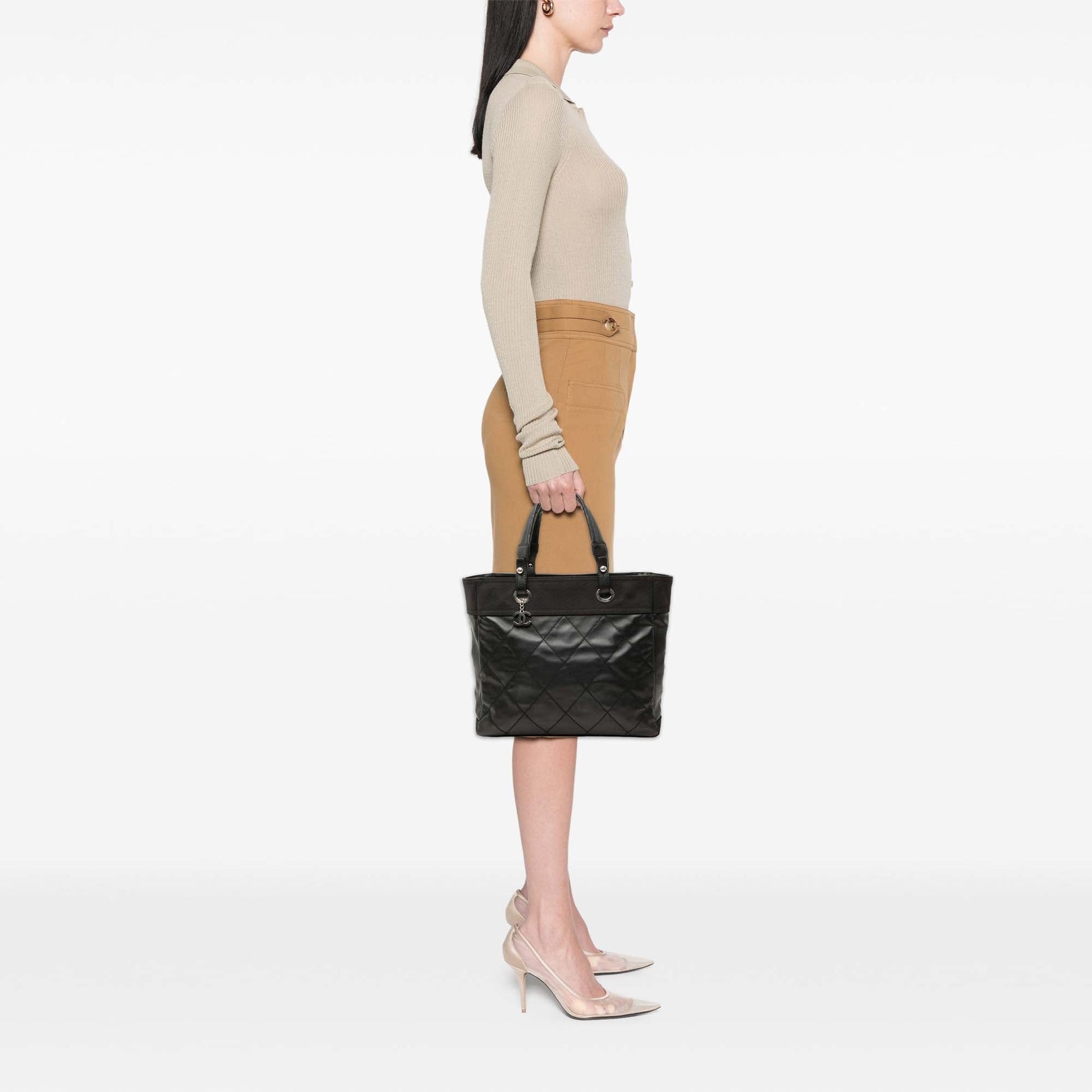 Chanel Medium Quilted Coated Canvas Paris Biarritz Tote
