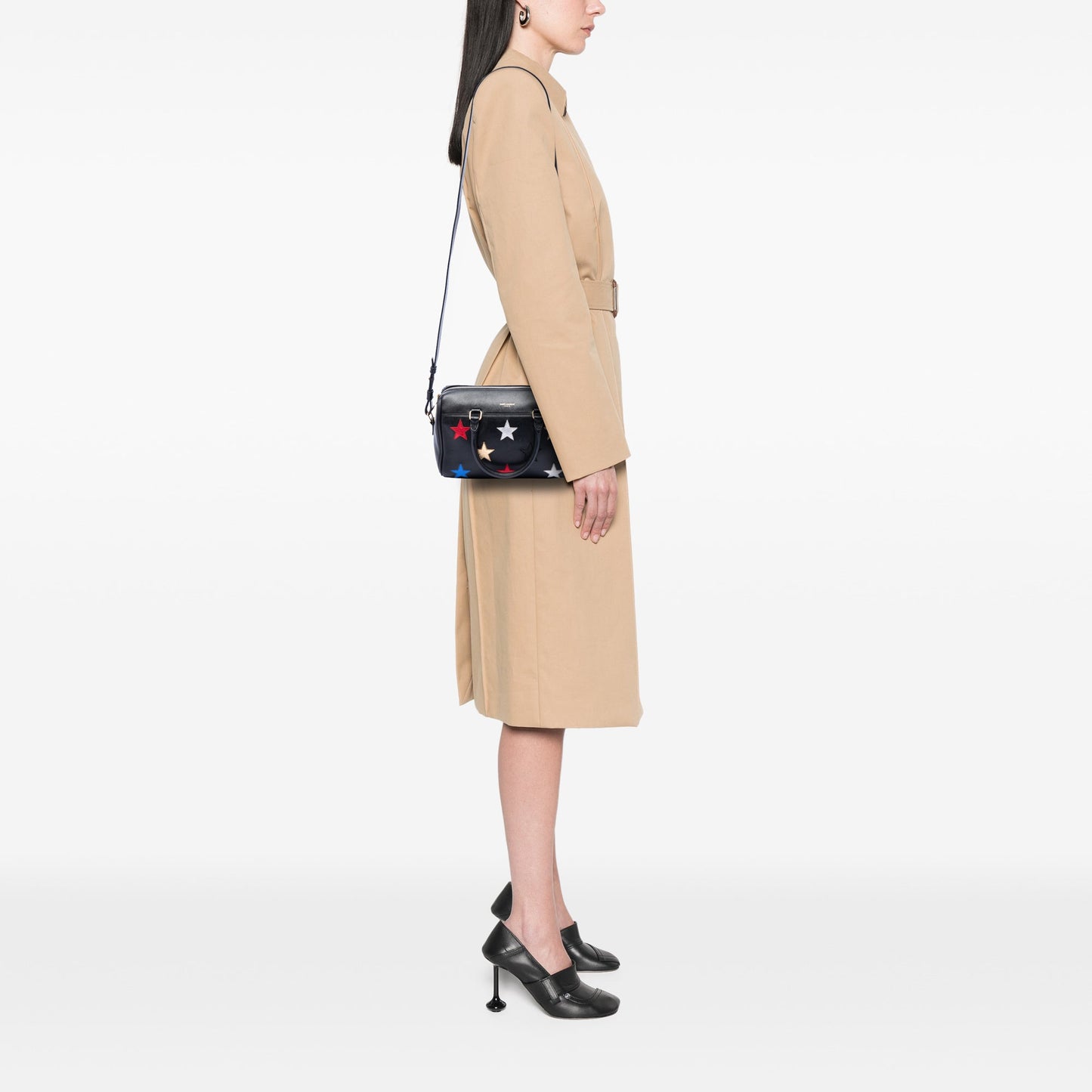 Saint Laurent Baby Leather Star Patchwork Classic Duffle Satchel