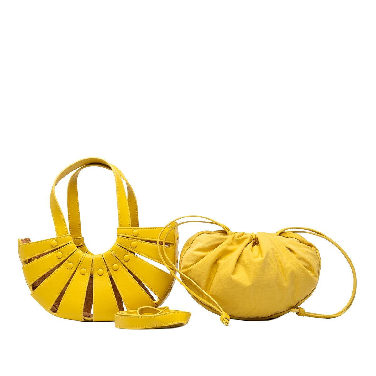 Bottega Veneta Small Calfskin The Shell Satchel — Yellow
