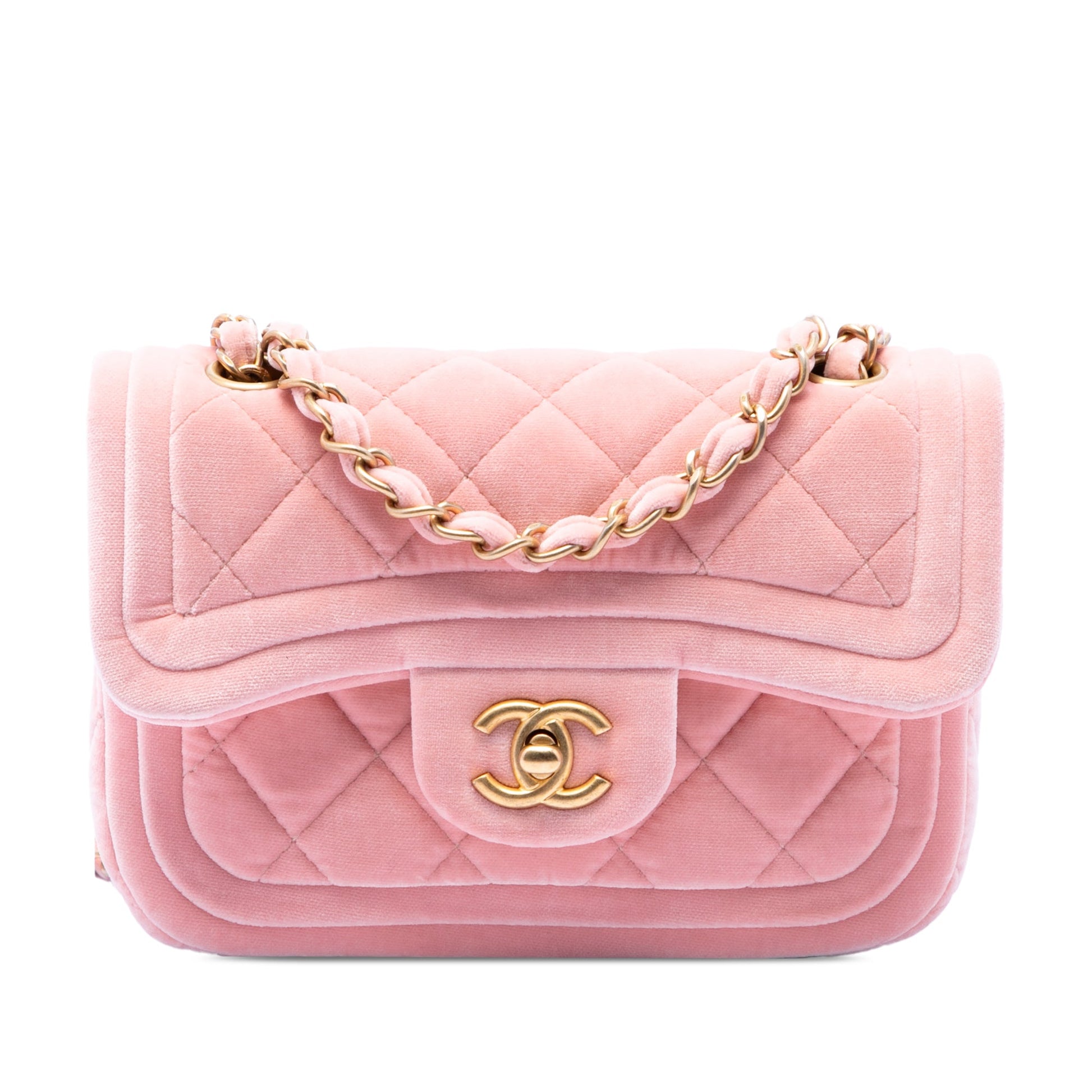 Chanel Mini Quilted Velvet Double Frame Flap