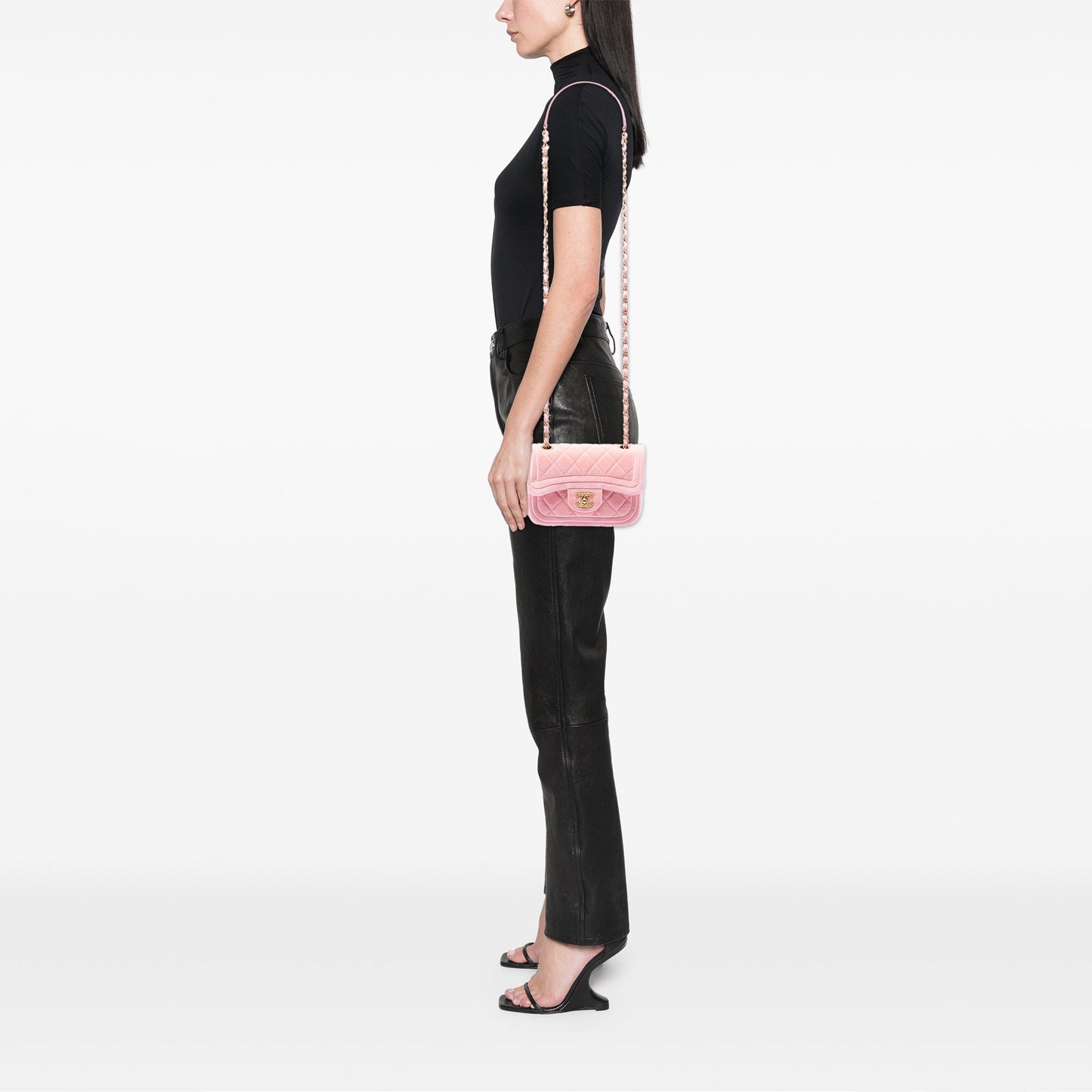 Chanel Mini Quilted Velvet Double Frame Flap