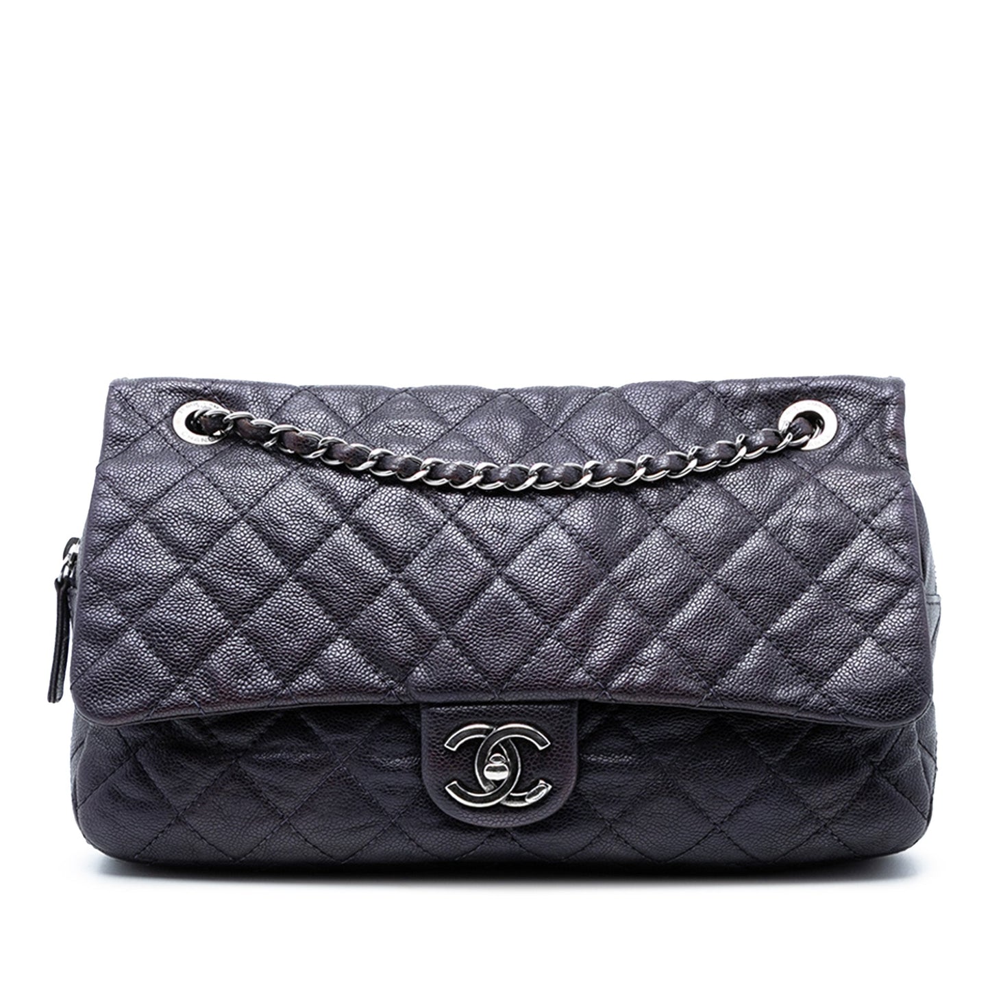 Jumbo Quilted Iridescent Caviar Easy Flap