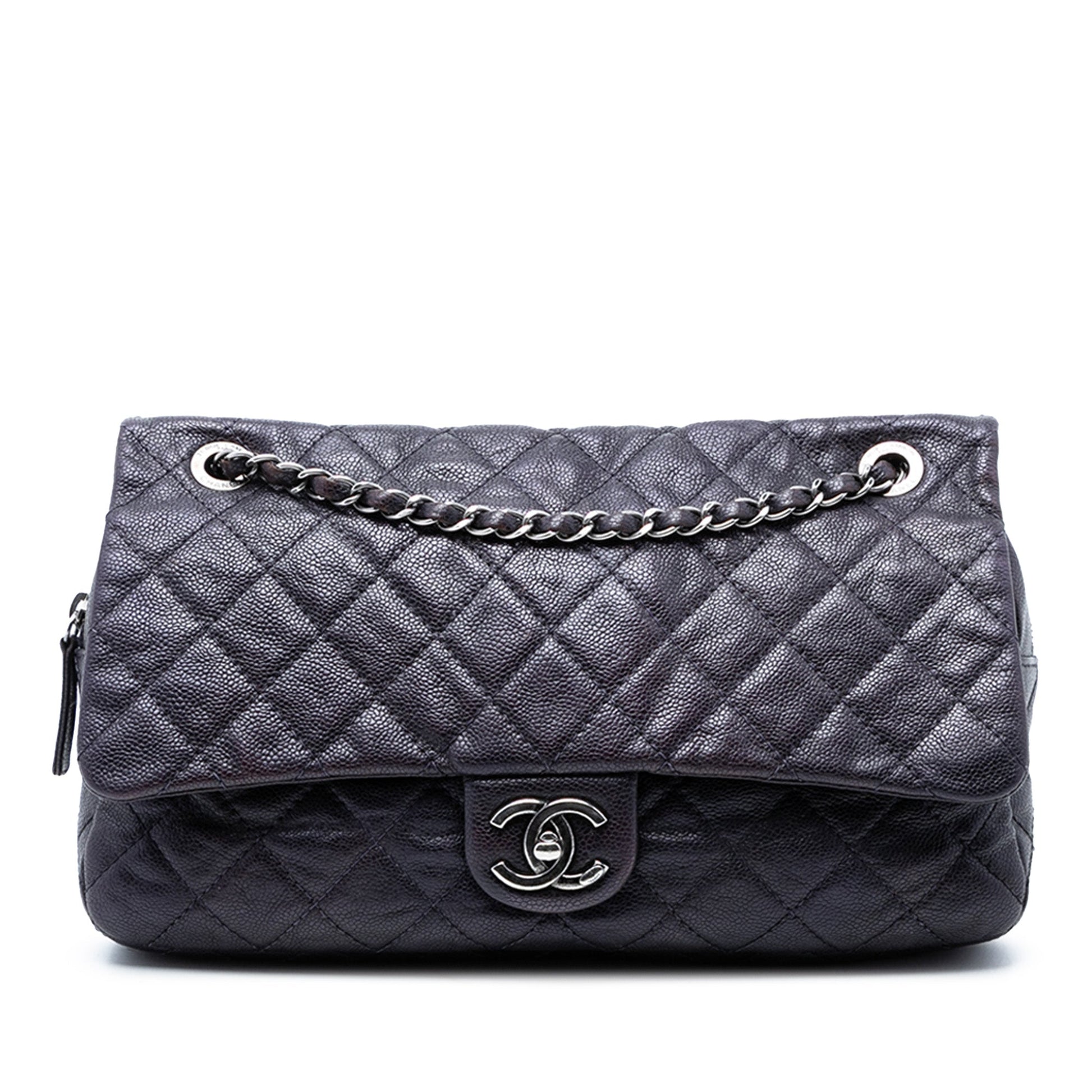 Jumbo Quilted Iridescent Caviar Easy Flap