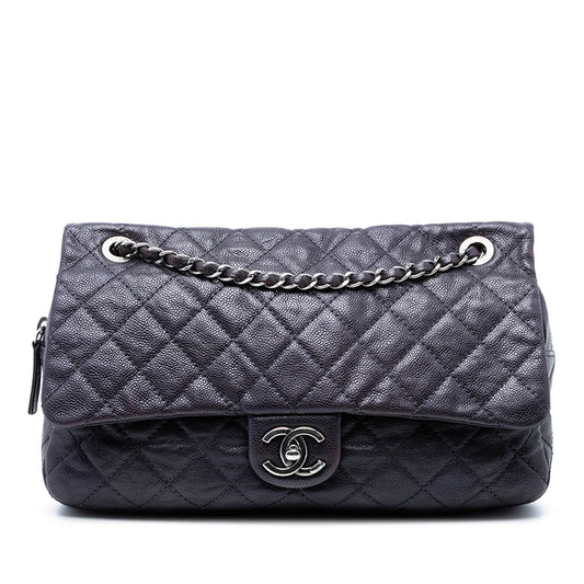 Jumbo Quilted Iridescent Caviar Easy Flap