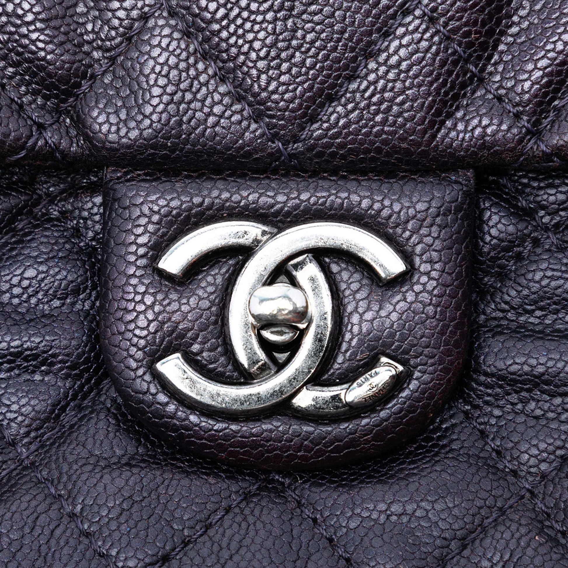 Jumbo Quilted Iridescent Caviar Easy Flap