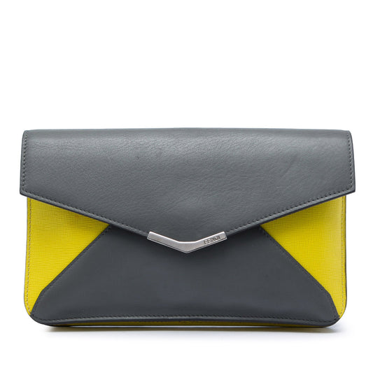 Fendi Bicolor Leather 2Jours Envelope Clutch