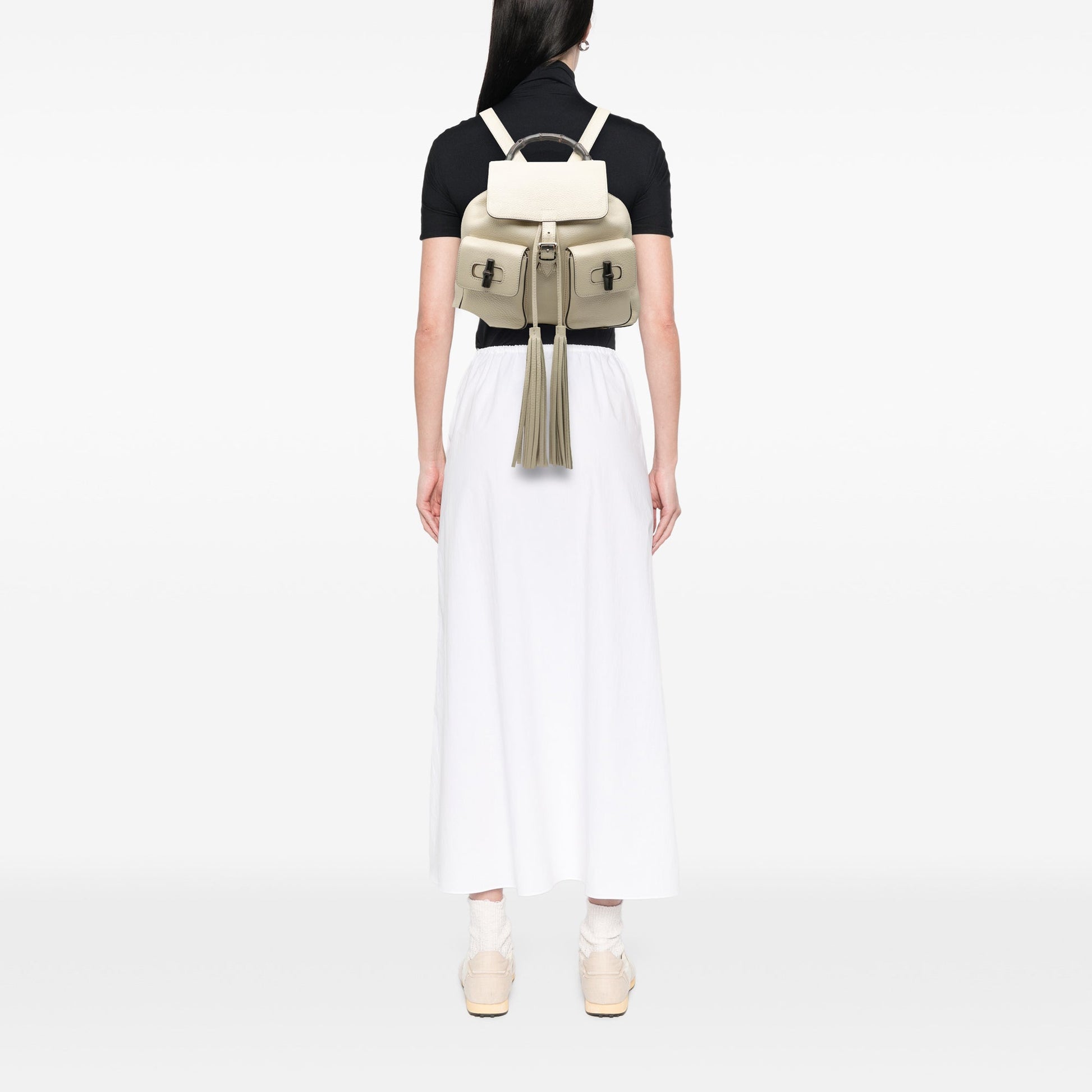 Gucci Leather Bamboo Tassel Backpack
